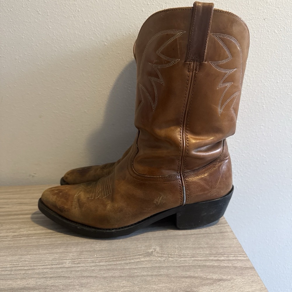 Durango Leather Tan Pull On Embroidered Western Cowboy Men Boot TR764 Sz 12 EE